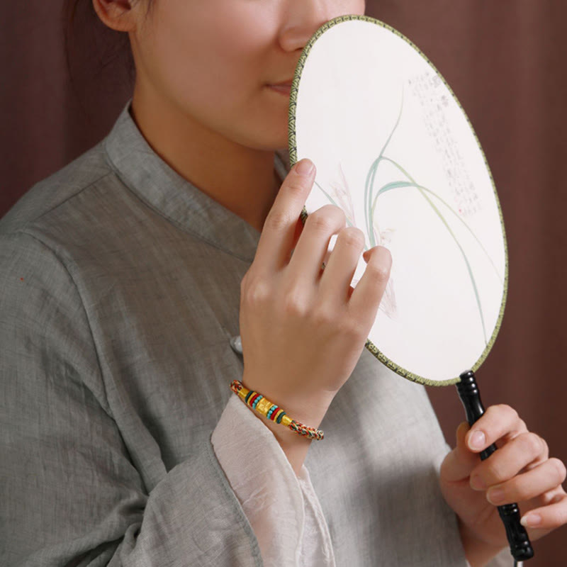 KarmaRipple's Tibet 999 Gold Om Mani Padme Hum Handmade Eight Thread Peace Weave Fortune Bracelet p11