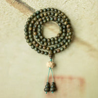 KarmaRipple's 108 Mala Beadwork Green Sandalwood Boxwood Lotus Positive Bracelet