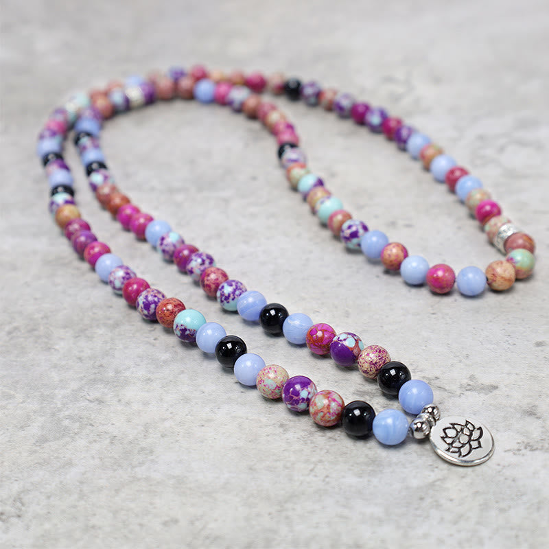 KarmaRipple's Authentic Purple Miano Real Stone Lotus Mala p3