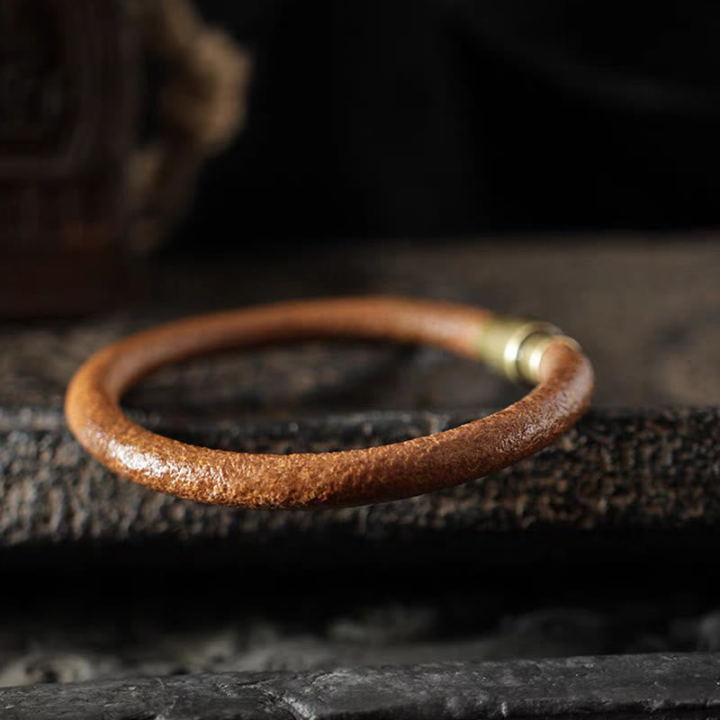 KarmaRipple's Retro Leather Fortune Balancing Bronze Magnetic Buckle Bracelet p12