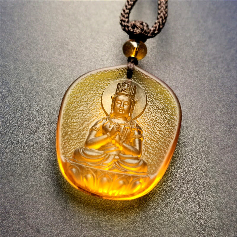 KarmaRipple's Chinese Zodiac Natal Buddha Blessing Liuli Gemstone Compassion Pendant Necklace p16