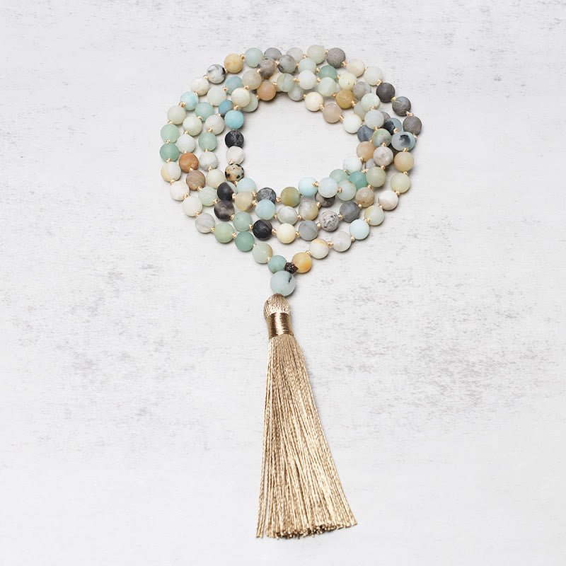 KarmaRipple's 108 Amazonite Beadwork Tassel Mala Bracelet p2