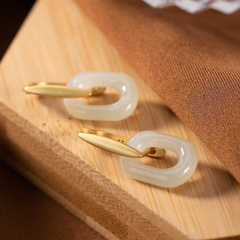 KarmaRipple's 925 Sterling Silver Round Ivory Jade Happiness Blessing Earrings p13