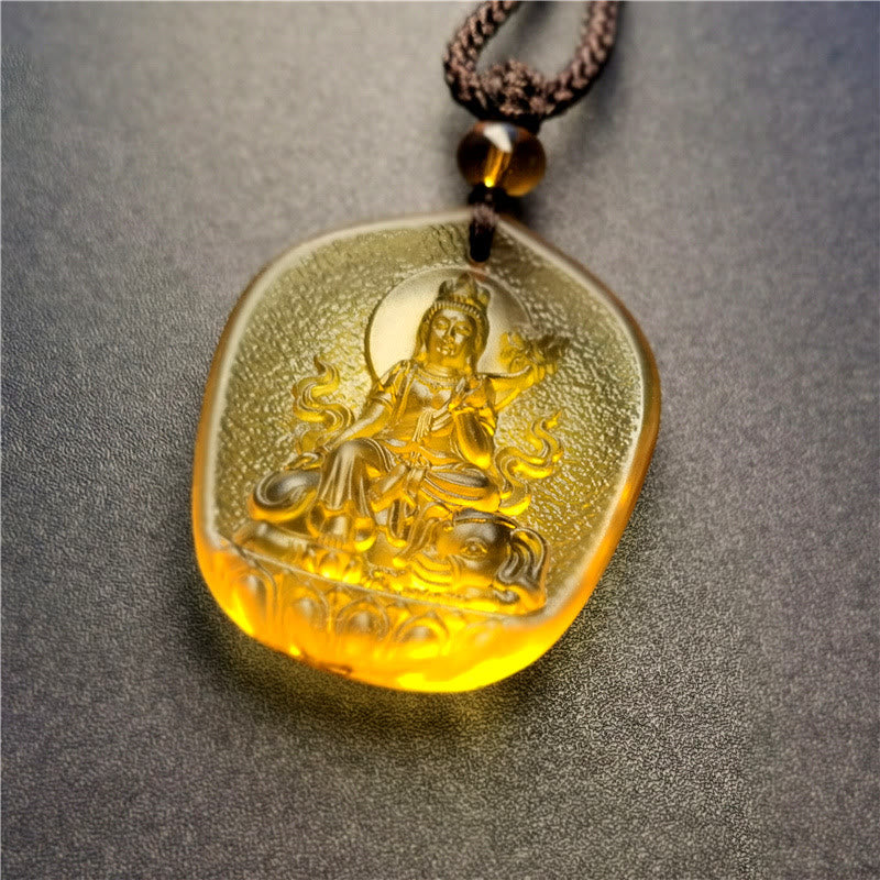 KarmaRipple's Chinese Zodiac Natal Buddha Blessing Liuli Gemstone Compassion Pendant Necklace p20