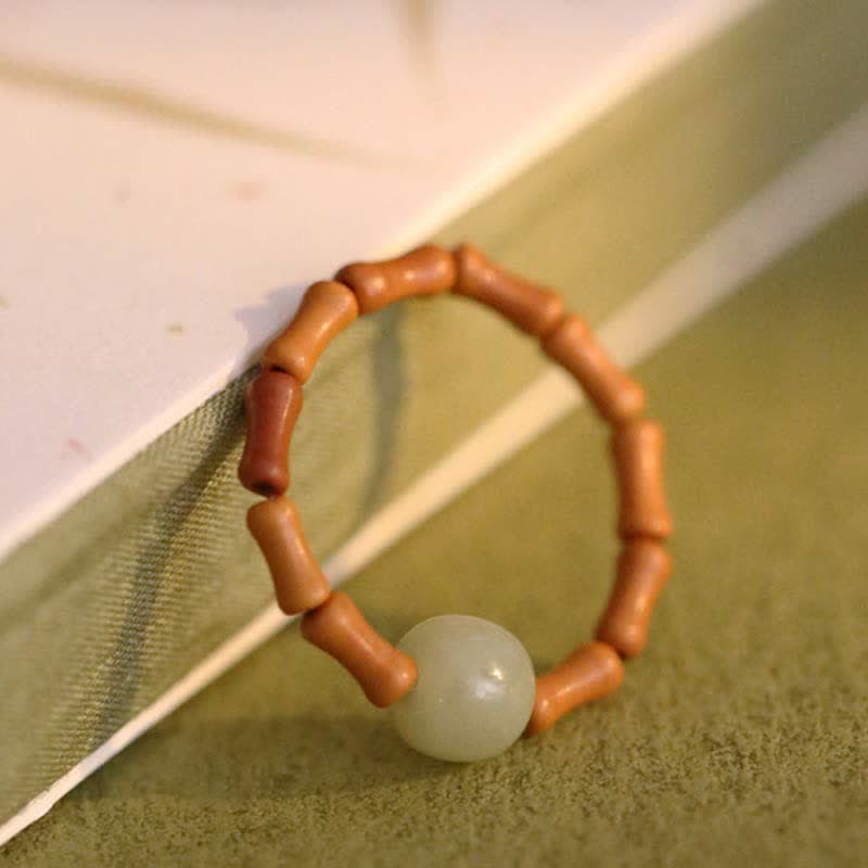 KarmaRipple's Hetian Jade Beaded Bamboo Prosperity Fortune Ring p2