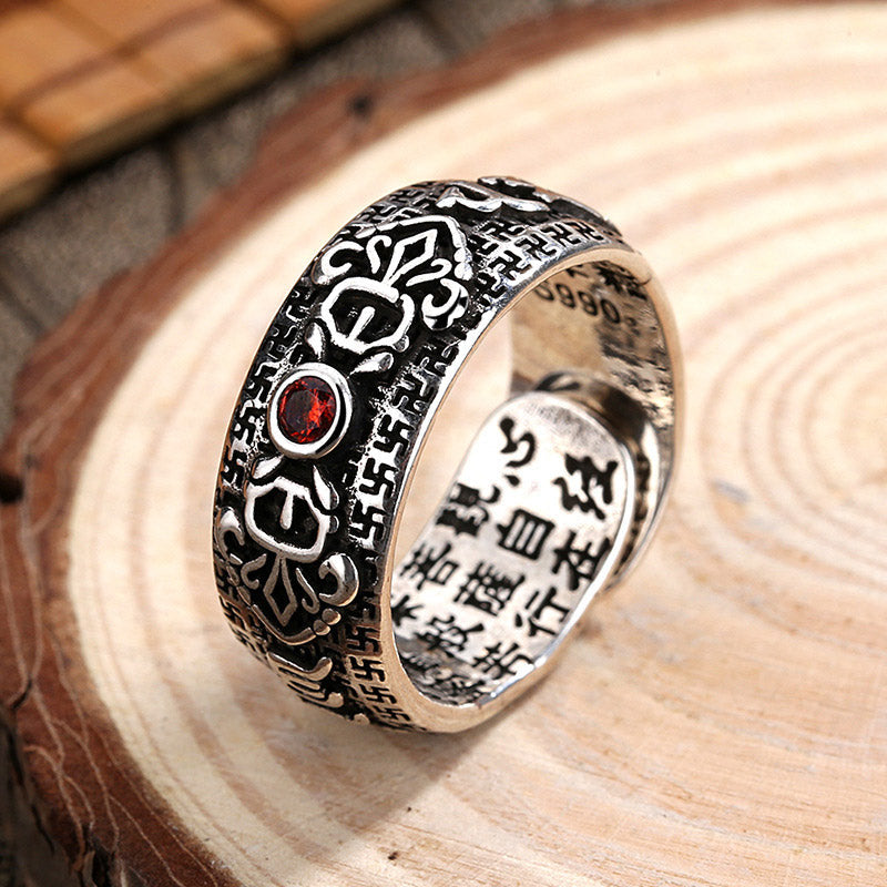 KarmaRipple's Genstone PiXiu Feng Shui Frog Vajra Dorje Heart Sutra Wealth Adjustable Ring p18
