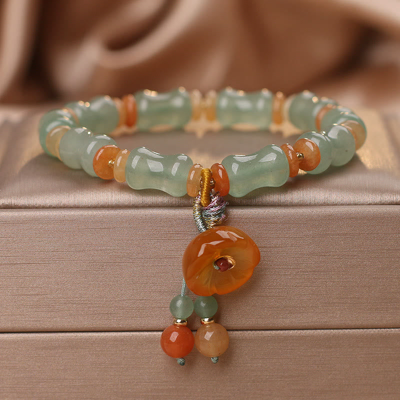 KarmaRipple's Authentic Jade Bamboo Flower Pattern Fortune Bracelet p1
