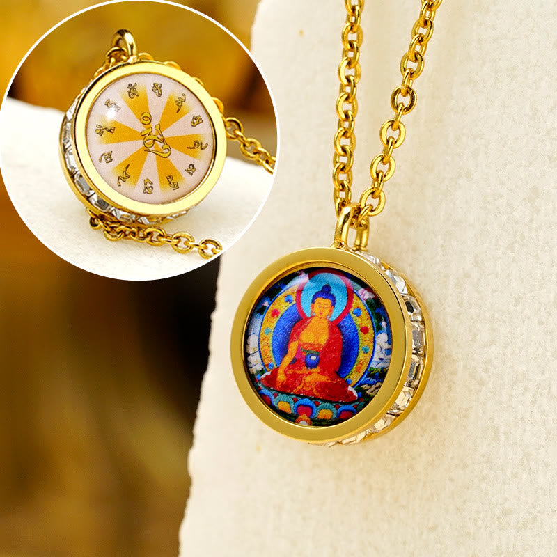 KarmaRipple's Tibetan Yellow God Of Wealth Green Tara Buddha Serenity Titanium Steel Pendant Necklace p25