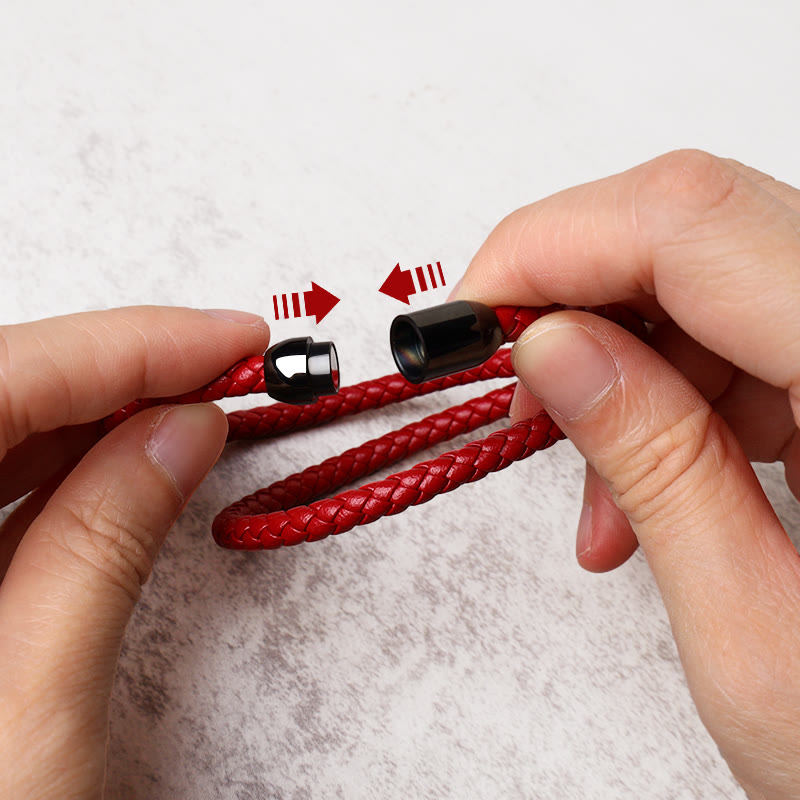 KarmaRipple's Genuine Leather Red String Protection Magnetic Buckle Bracelet p4