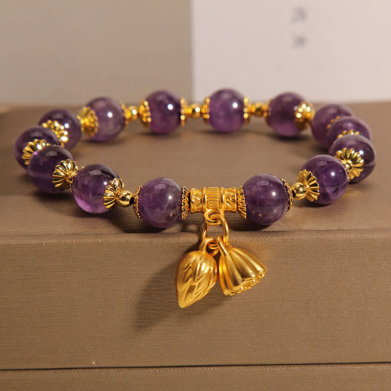 KarmaRipple's Authentic Amethyst Lotus Balancing Spiritual Bracelet p10