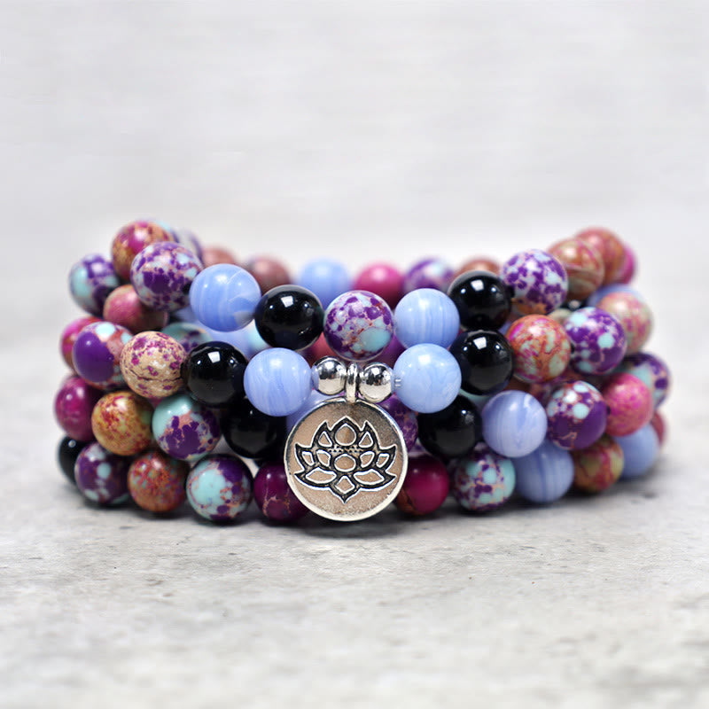 KarmaRipple's Authentic Purple Miano Real Stone Lotus Mala p6