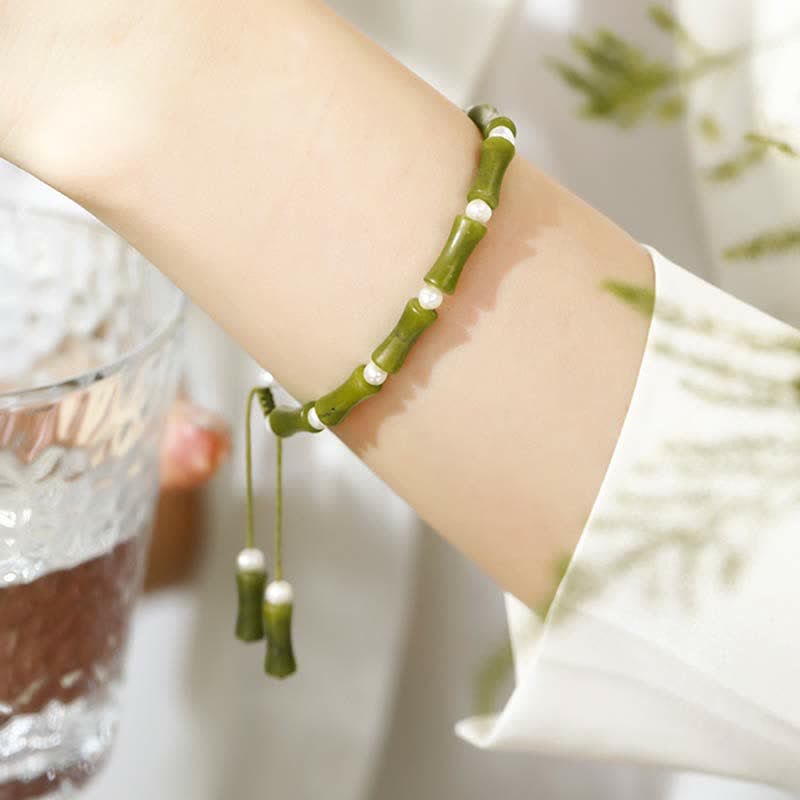 KarmaRipple's Authentic Peridot Bamboo Pattern Love Peace Bracelet p4