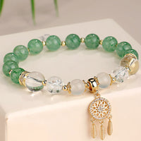 KarmaRipple's Green Strawberry Quartz Amethyst Gemstone Dreamcatcher Balancing Bracelet