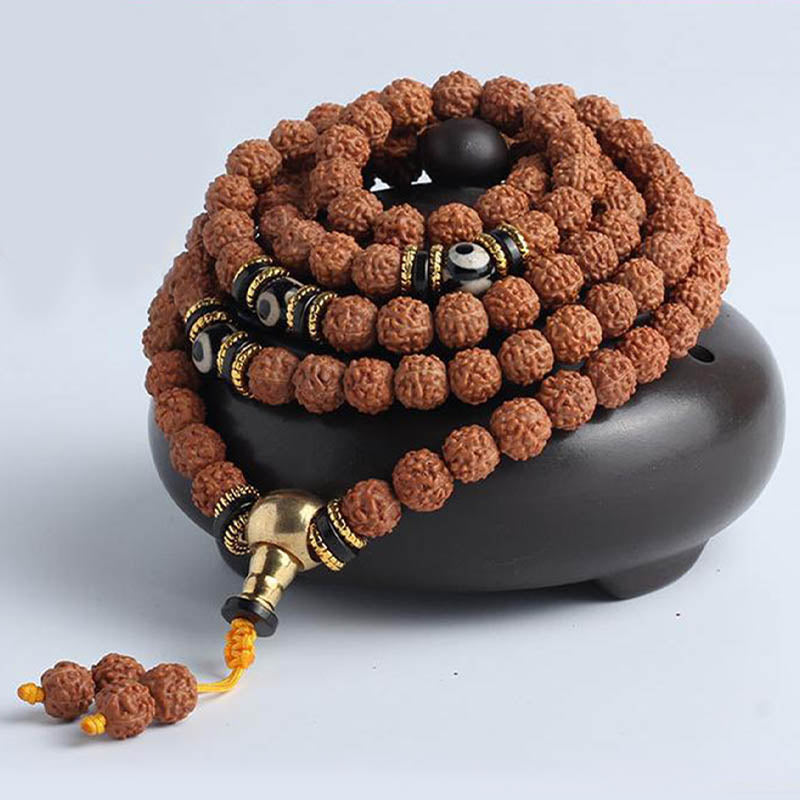 KarmaRipple's 108 Mala Beadwork Rudraksha Bodhi Seed Dzi Bead Fortune Wealth Bracelet p9