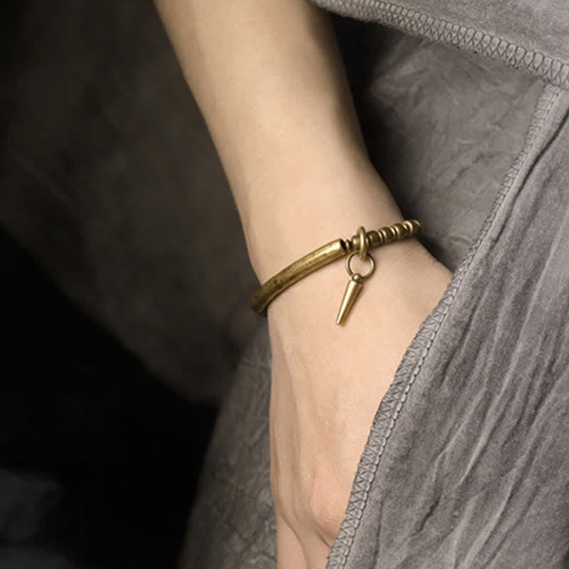 KarmaRipple's Lava Rock Stone Bronze Balance Cuff Bracelet Bangle p13