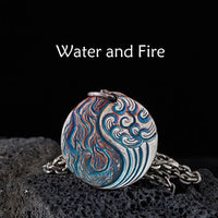 KarmaRipple's 990 Sterling Silver Yin Yang Water and Fire Balance Pendant Necklace