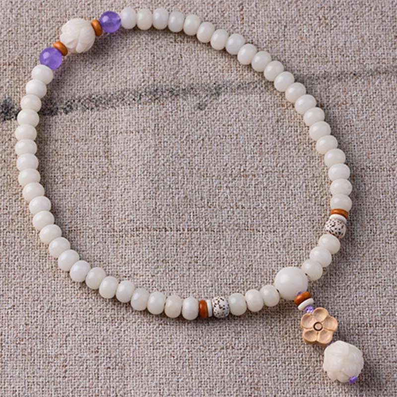 KarmaRipple's Tibetan Ivory Jade Bodhi Lotus Blessing Bracelet p13