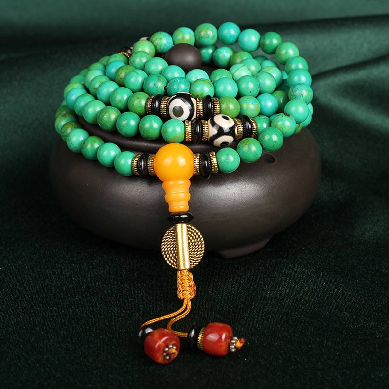 KarmaRipple's Tibetan Turquoise Mala Balance Pendant Bracelet p1