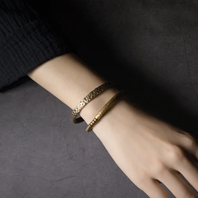 KarmaRipple's Lava Rock Stone Bronze Balance Cuff Bracelet Bangle p16