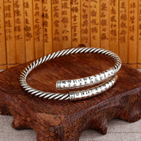 KarmaRipple's Retro Heart Sutra Twisted Design Pattern Balance Bracelet Bangle