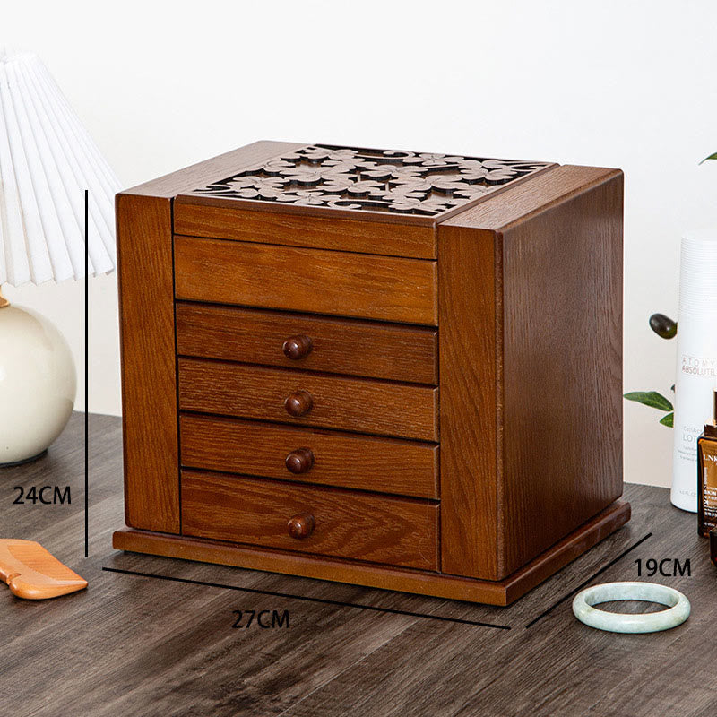 KarmaRipple's Vintage Large Capacity Wooden Jewelry Box Jewelry Storage Box With Mirror p2