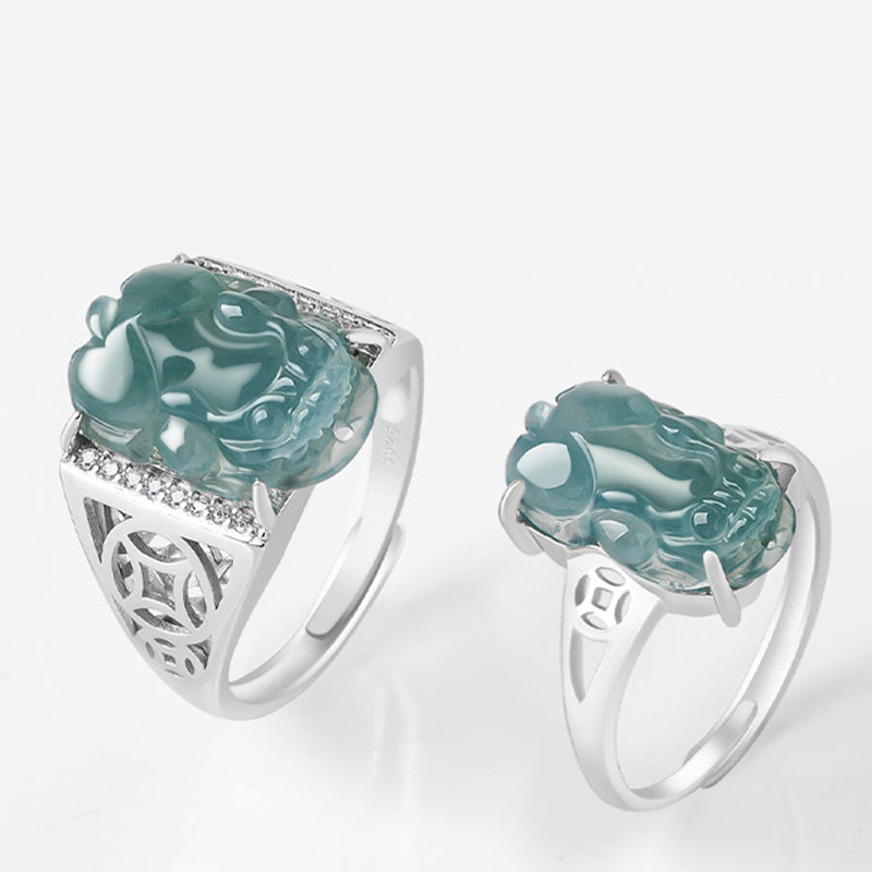 KarmaRipple's 925 Sterling Silver Fengshui Wealth Prosperity Jade PiXiu Fortune Ring p3