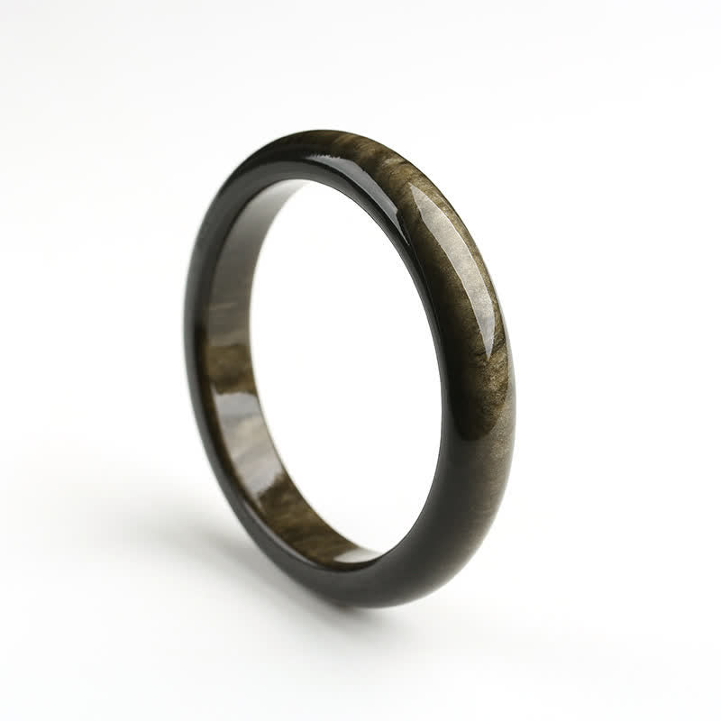 KarmaRipple's Gold Sheen Obsidian Silver Sheen Obsidian Protection Bracelet Bangle p28