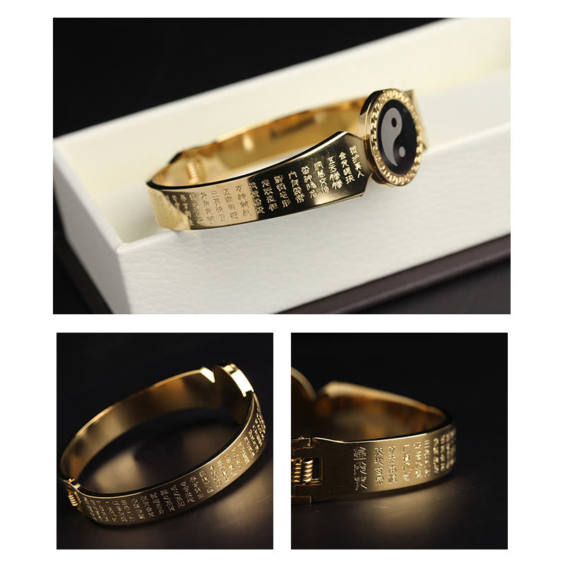 KarmaRipple's Yin Yang Lotus Om Mani Padme Hum Mantra Titanium Steel Balance Bracelet Bangle p10