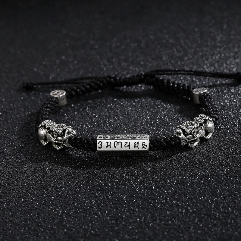 KarmaRipple's Double PiXiu Feng Shui Bronze Coin Om Mani Padme Hum String Bracelet p13