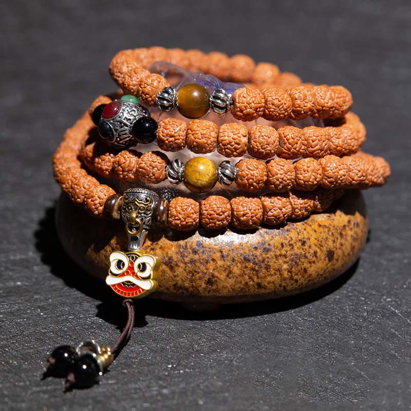 KarmaRipple's Tibet 108 Mala Beadwork Rudraksha Bodhi Seed Chinese Zodiac Natal Buddha Wealth Talisman Bracelet p3