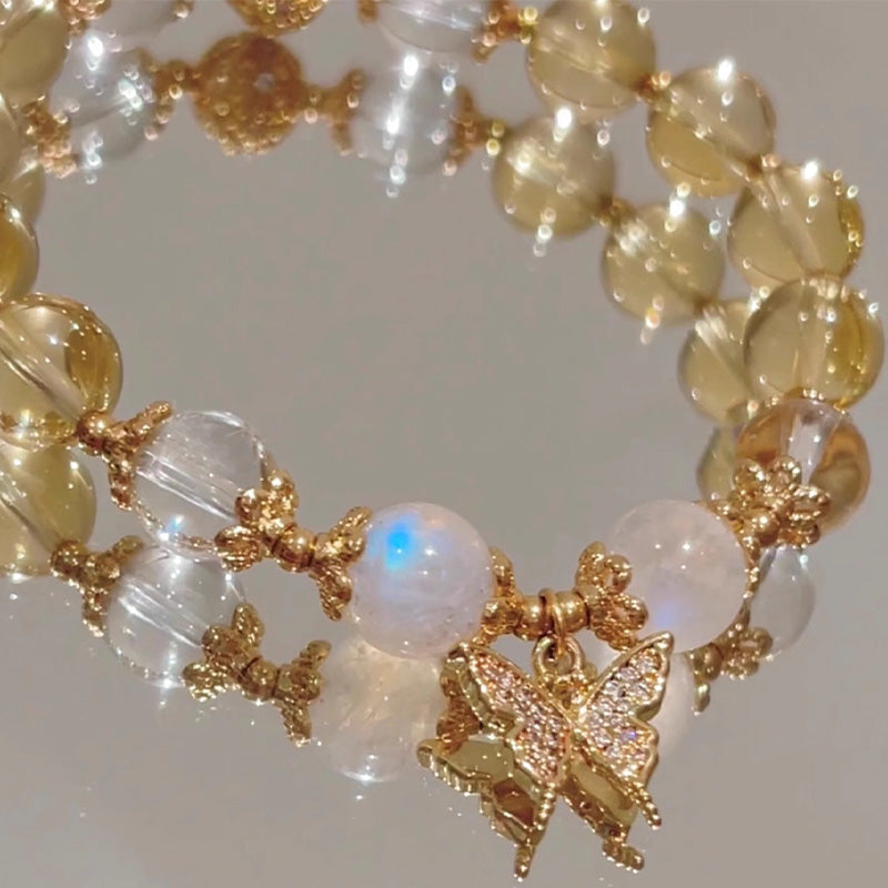 KarmaRipple's Citrine Moonstone Butterfly Talisman Prosperity Protection Bracelet p4