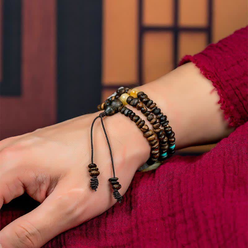 KarmaRipple's 108 Mala Beadwork 925 Sterling Silver Brunei Agarwood Red Agate PiXiu Hetian Jade Peace Strength Bracelet p4