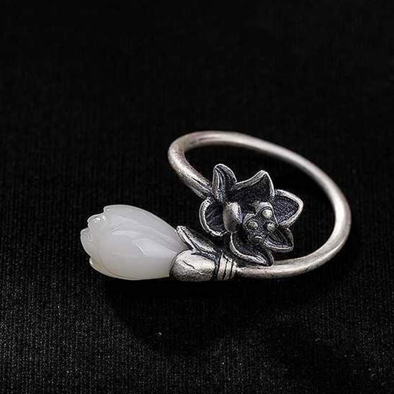 KarmaRipple's Jade Lotus Bronze Balance Balancing Adjustable Ring p12