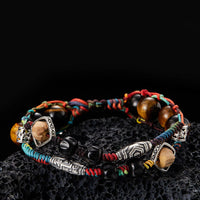 KarmaRipple's 925 Sterling Silver Tiger's Eye Bodhi Seed Handmade Courage Bracelet