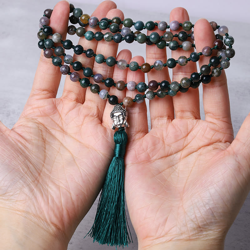 KarmaRipple's 108 Mala Beadwork Indian Agate Buddha Head Cleansing Bracelet p6