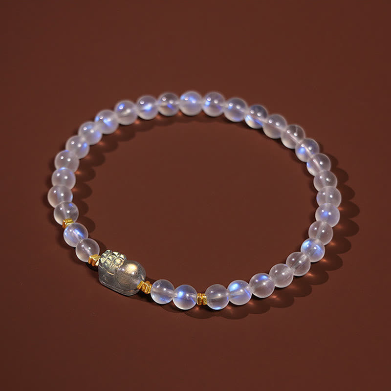 KarmaRipple's 925 Sterling Silver Plated Gold Authentic Moonstone PiXiu Balancing Bracelet p8