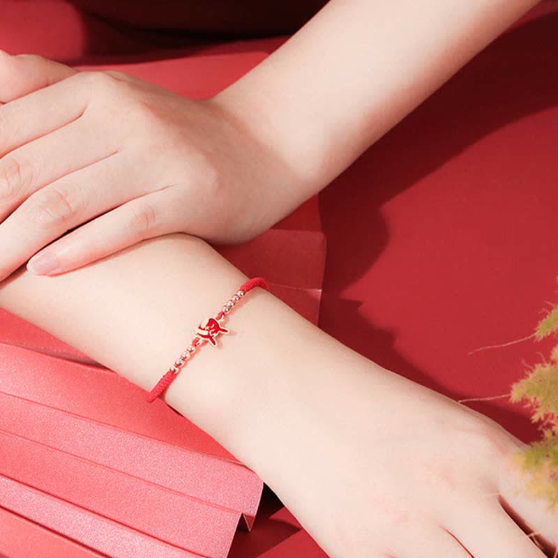 KarmaRipple's 925 Sterling Silver Chinese Zodiac Fortune Faith Discolor Red String Bracelet p18