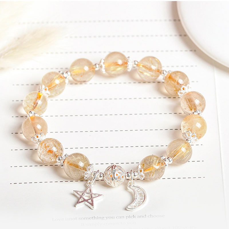 KarmaRipple's 925 Sterling Silver Authentic Citrine Happiness Moon Star Talisman Bracelet p3
