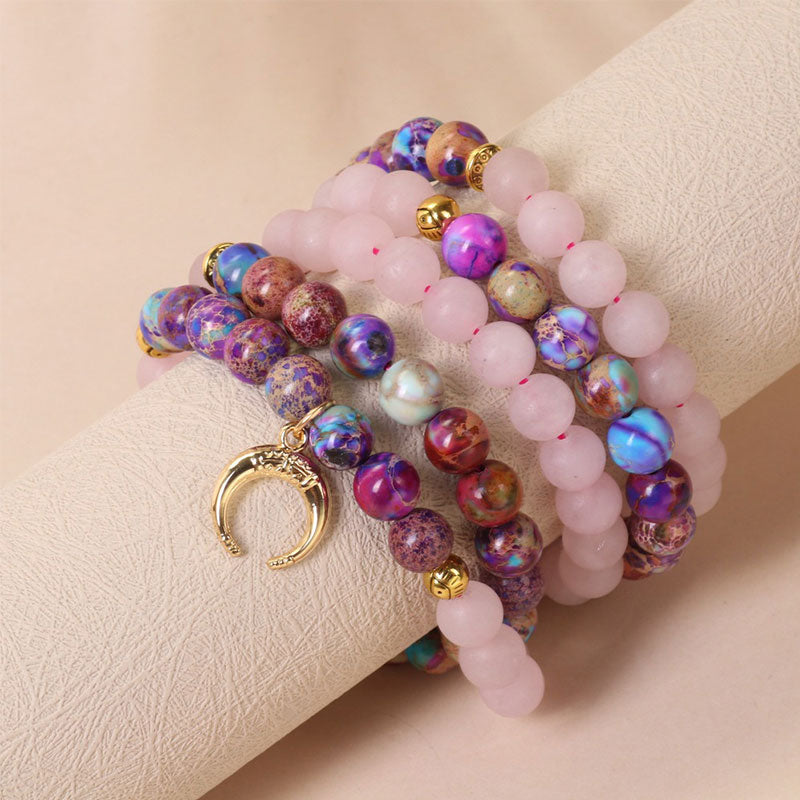 KarmaRipple's 108 Beadwork Miano Real Pink Gemstone Mala Balancing Bracelet p3