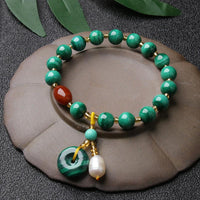 KarmaRipple's Authentic Malachite Red Agate Bead Protection Talisman Bracelet