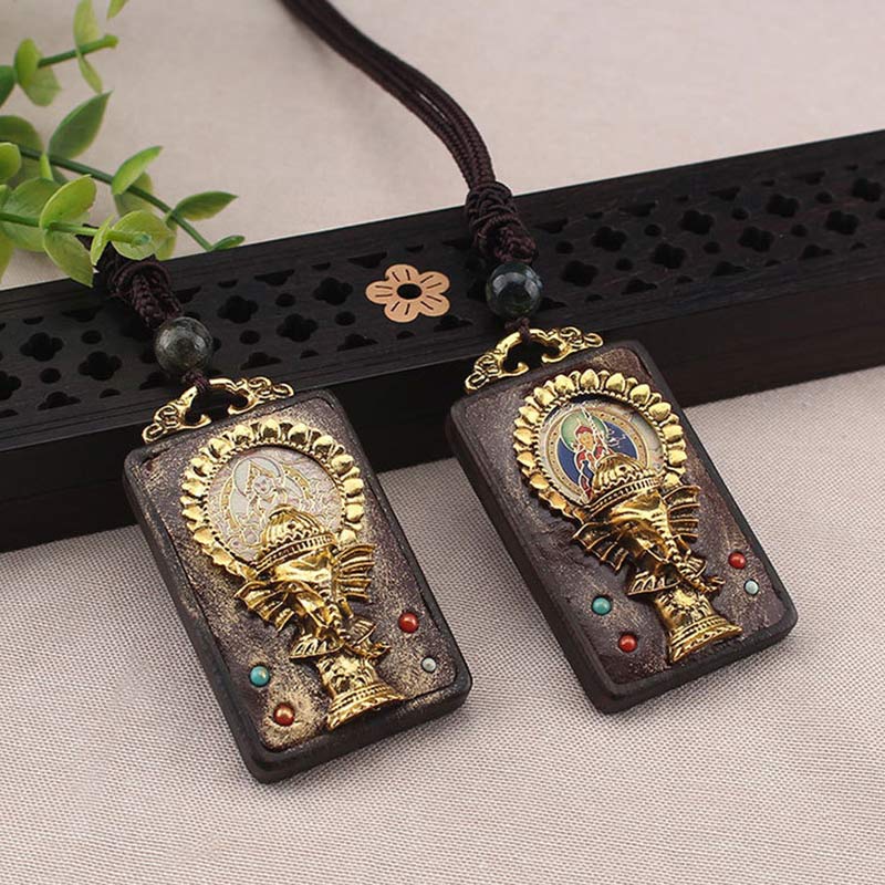 KarmaRipple's Ebony Wood Elephant God of Fortune Buddha Blessing Pendant String Necklace p4