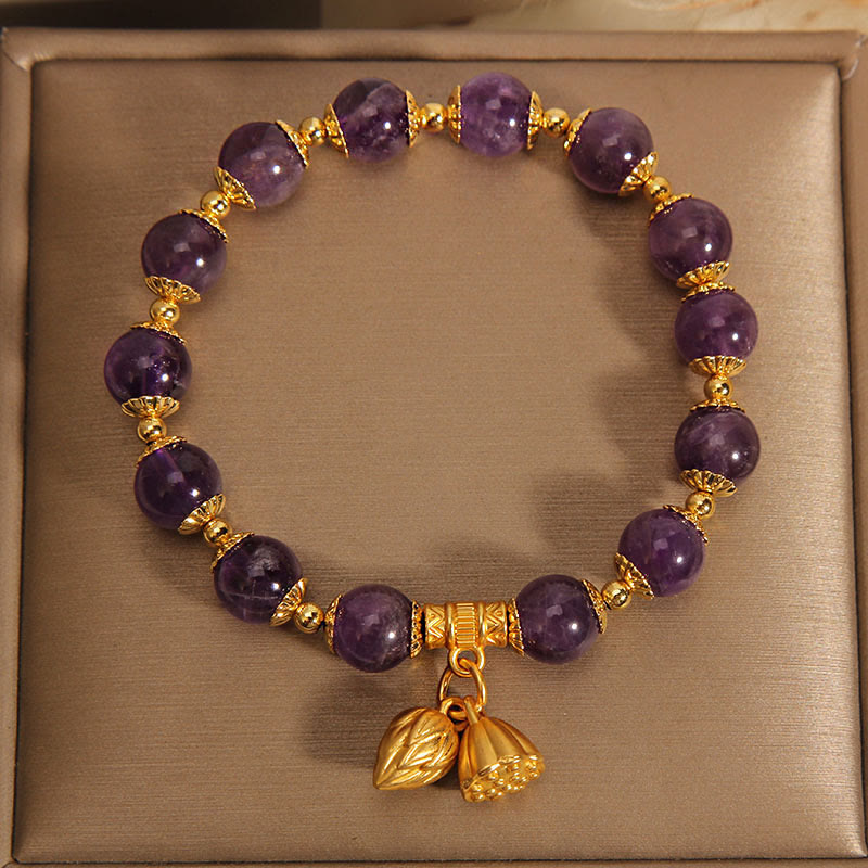 KarmaRipple's Authentic Amethyst Lotus Balancing Spiritual Bracelet p4
