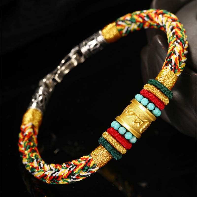 KarmaRipple's Tibet 999 Gold Om Mani Padme Hum Handmade Eight Thread Peace Weave Fortune Bracelet p14