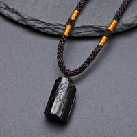 KarmaRipple's Authentic Black Tourmaline Positive Rope Pendant Necklace