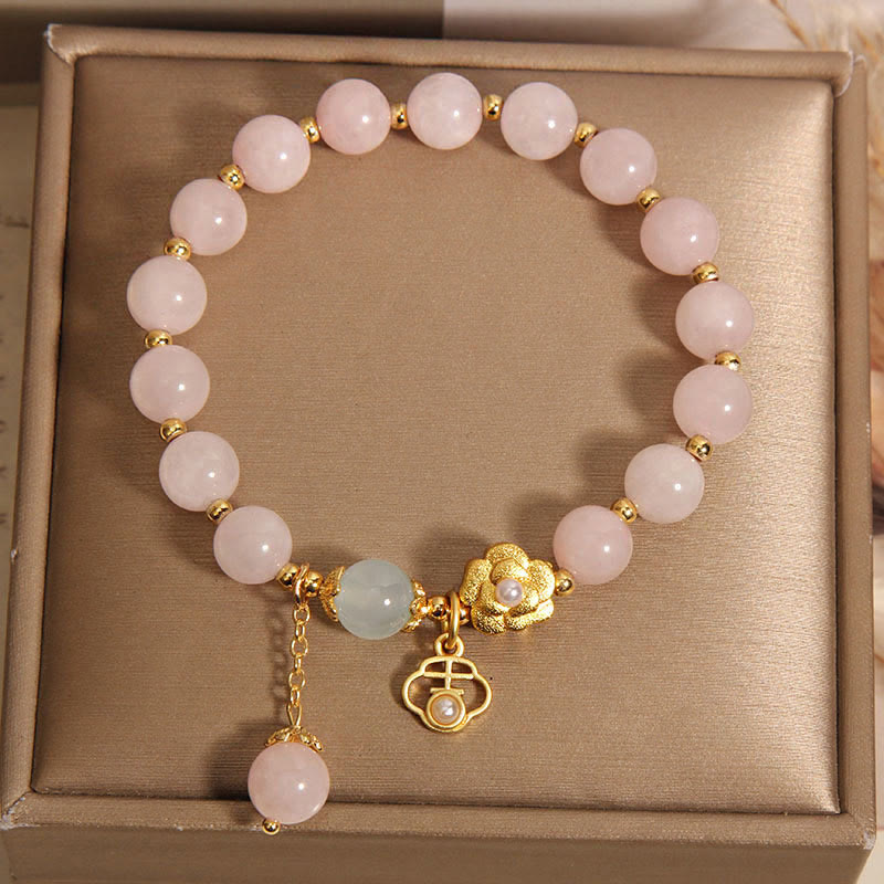 KarmaRipple's Authentic Pink Gemstone Fortunate Flower Warmth Bracelet p9