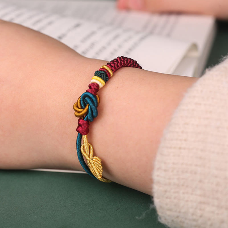 KarmaRipple's Tibetan Handmade Mandala Weave Leaf Fortune Rope Bracelet p5