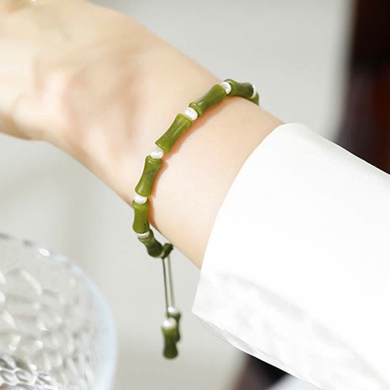 KarmaRipple's Authentic Peridot Bamboo Pattern Love Peace Bracelet p1