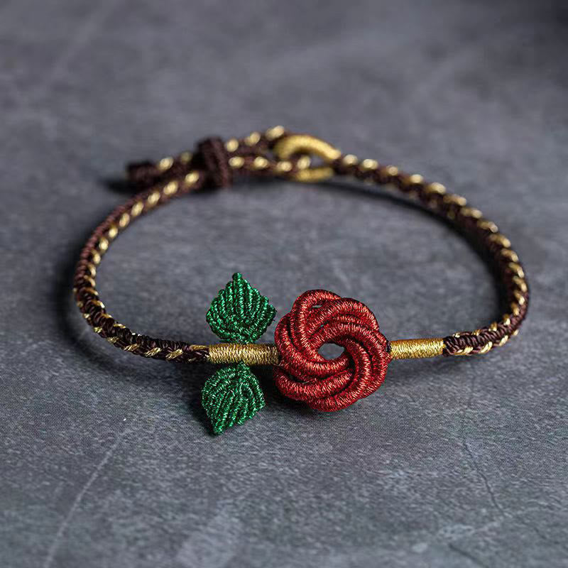 KarmaRipple's Rose Flower Rope Eight Thread Peace Weave Fortune Handmade Bracelet p17