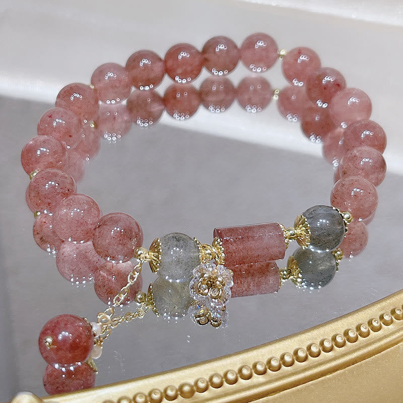 KarmaRipple's Authentic Strawberry Quartz Moonstone Love Bracelet p1