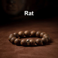 KarmaRipple's Chinese Zodiac Natal Buddha Authentic Agarwood Silver Peace Calm Bracelet